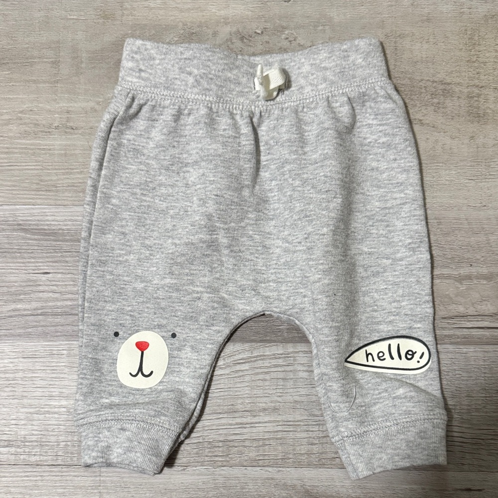 Cat & Jack Sweatpants with Bear and Hello Design